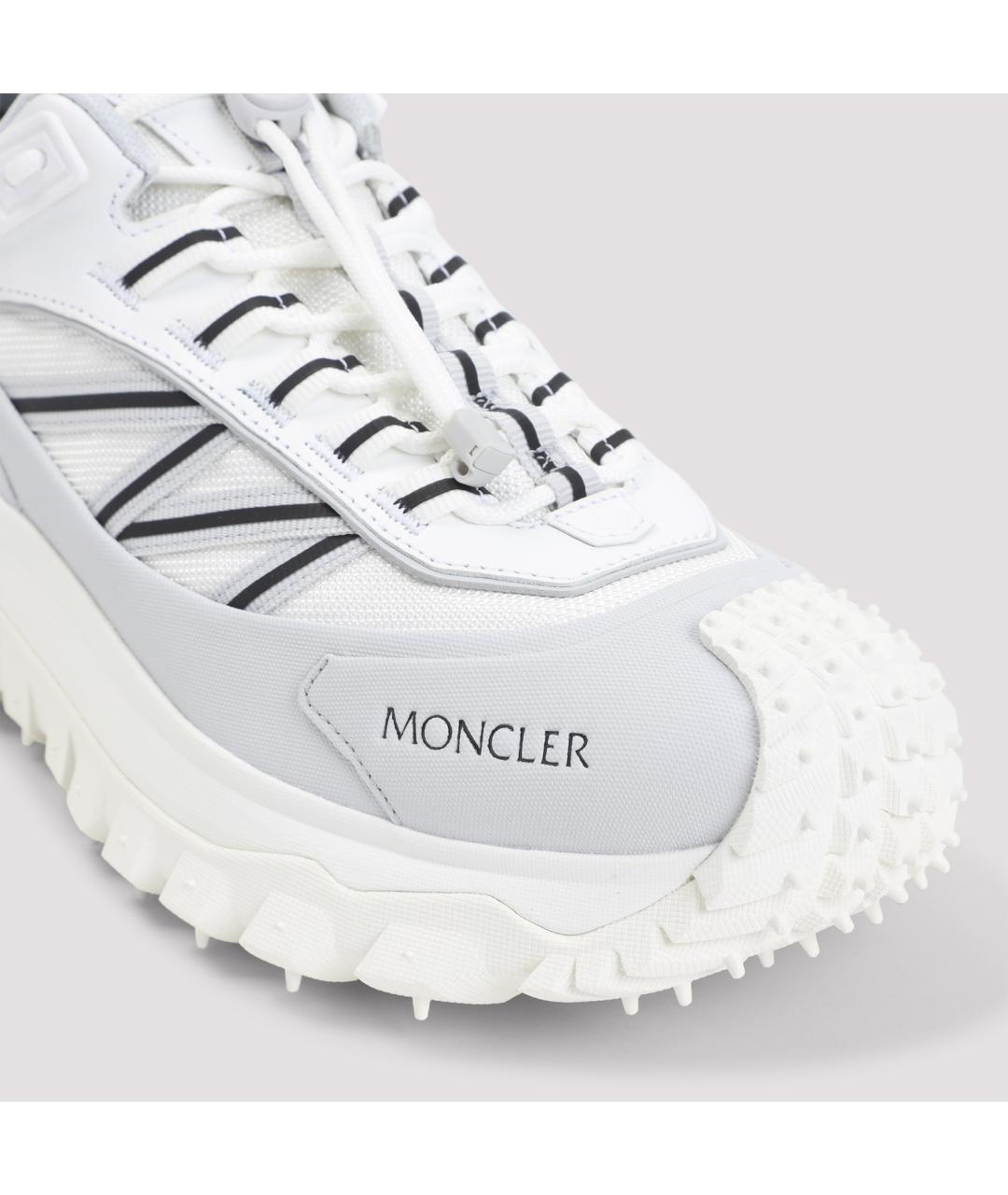 MONCLER Серые текстильные низкие кроссовки / кеды, фото 4