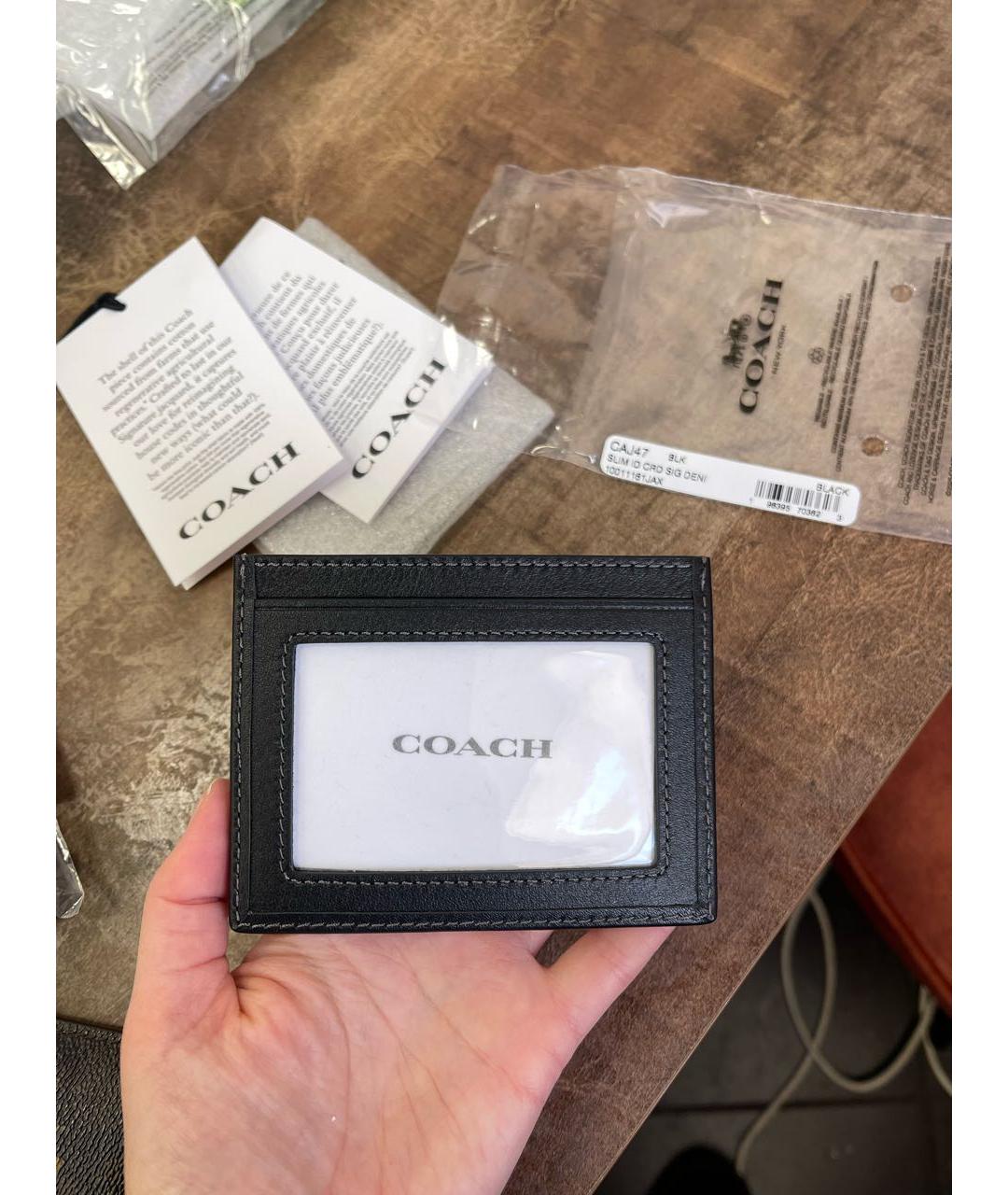 COACH Черный кожаный кардхолдер, фото 4