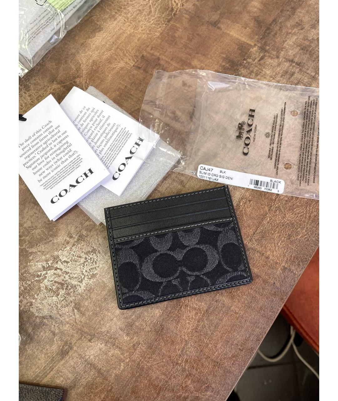 COACH Черный кожаный кардхолдер, фото 5
