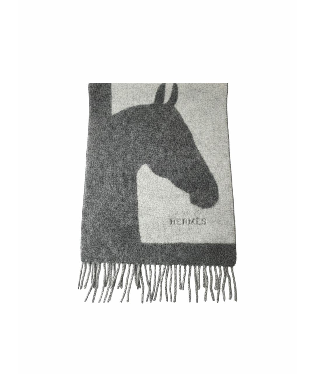 HERMES Серый кашемировый шарф, фото 1