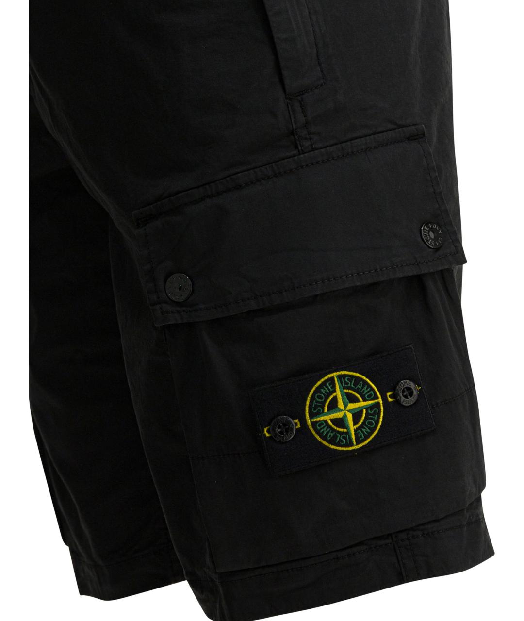 STONE ISLAND Черные хлопковые шорты, фото 4