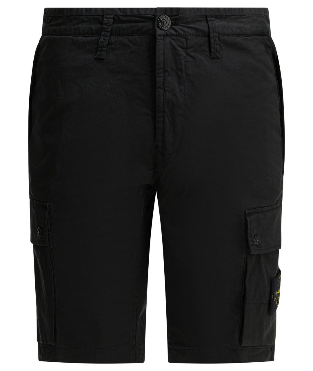 STONE ISLAND Черные хлопковые шорты, фото 1