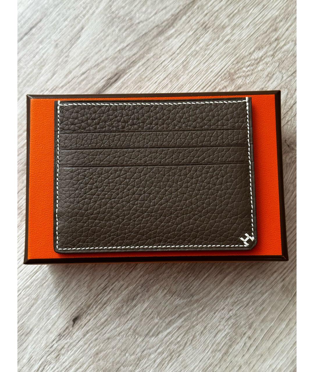 HERMES Коричневый кожаный кардхолдер, фото 6