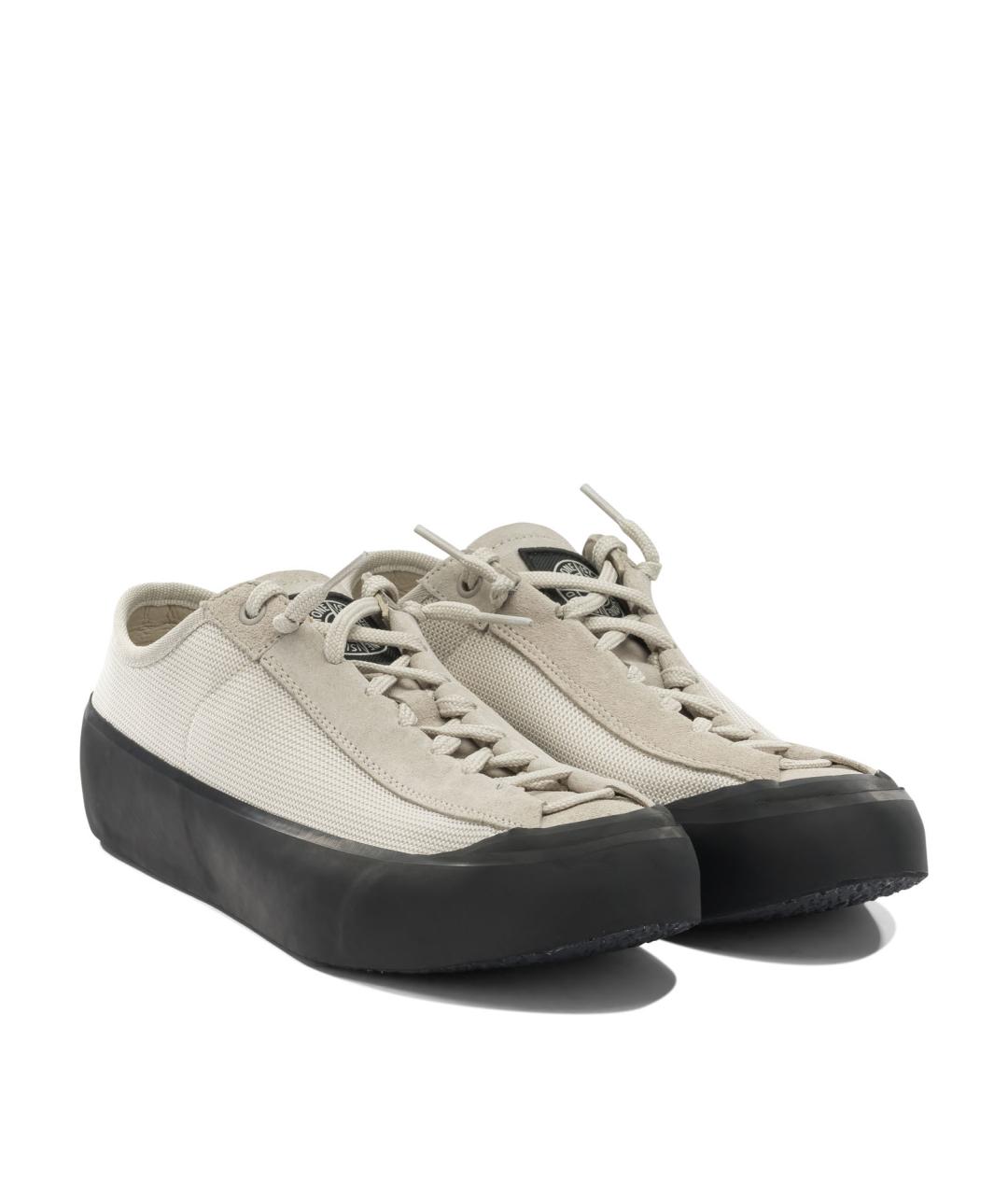 STONE ISLAND Бежевые текстильные низкие кроссовки / кеды, фото 2