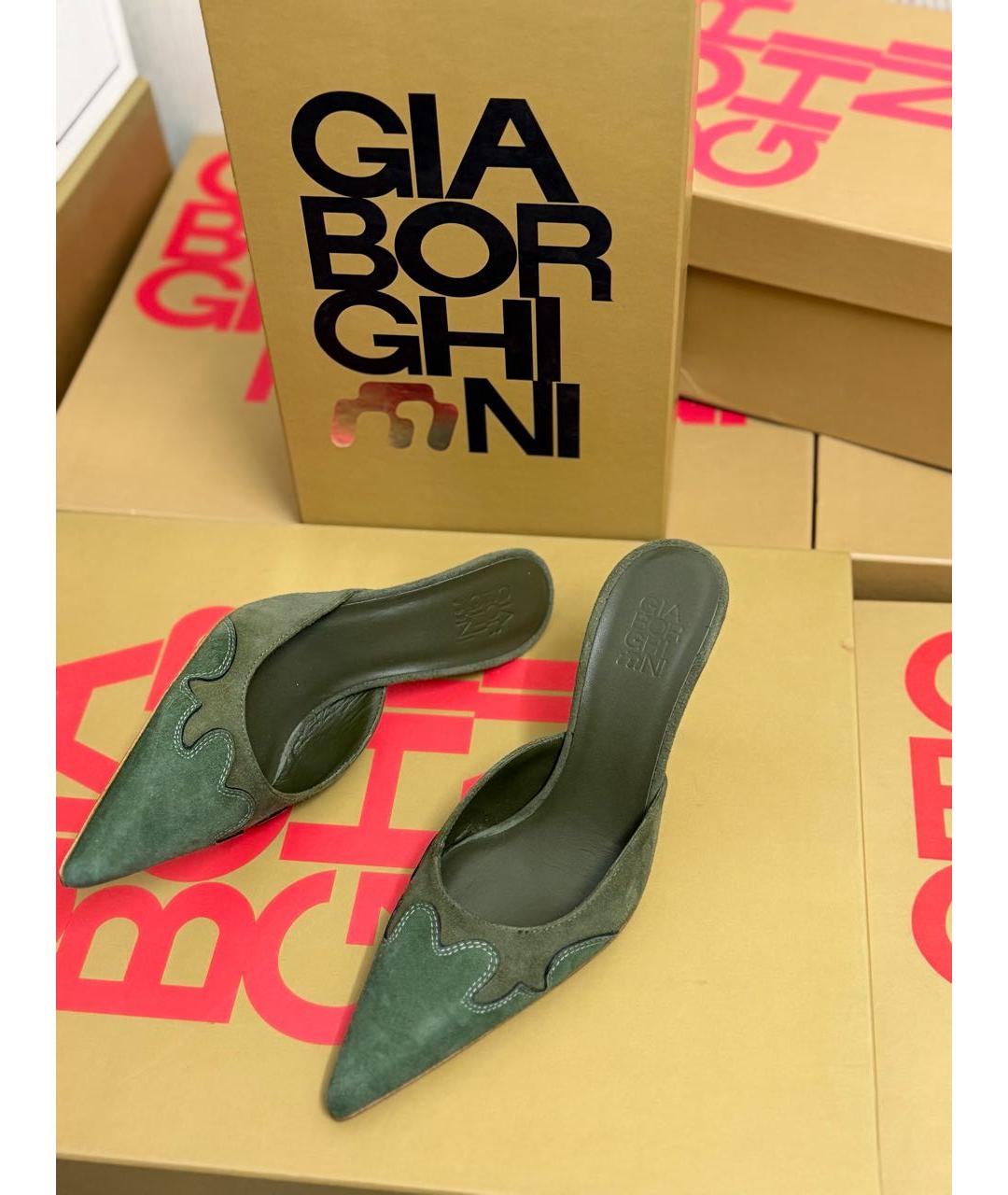 GIABORGHINI Хаки замшевые мюли, фото 6