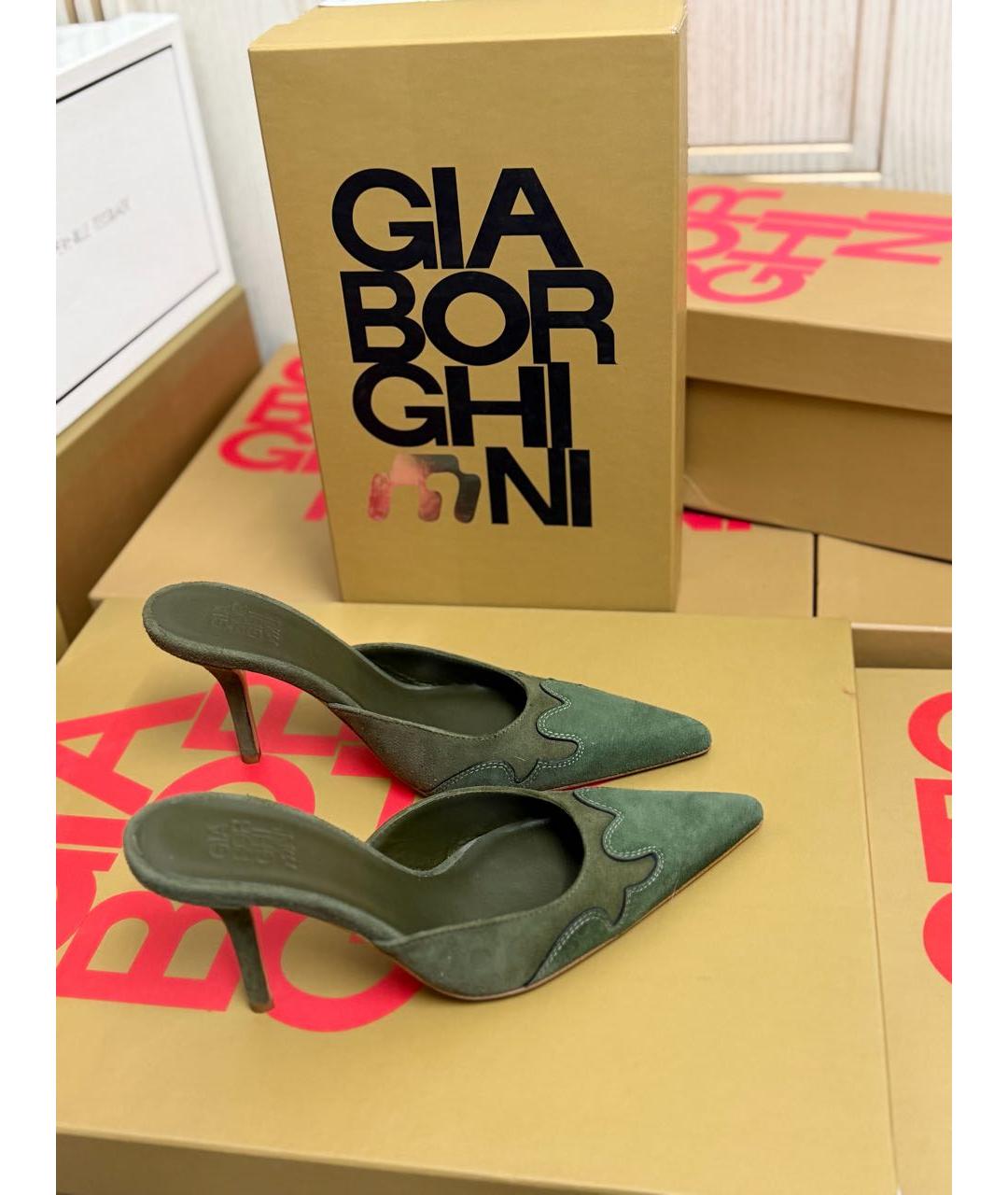 GIABORGHINI Хаки замшевые мюли, фото 8
