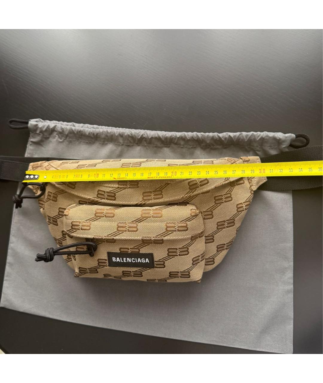 BALENCIAGA Коричневая жаккардовая поясная сумка, фото 4