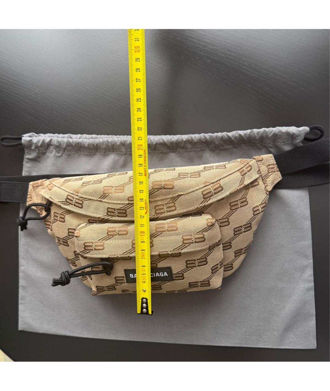 BALENCIAGA Коричневая жаккардовая поясная сумка, фото 5
