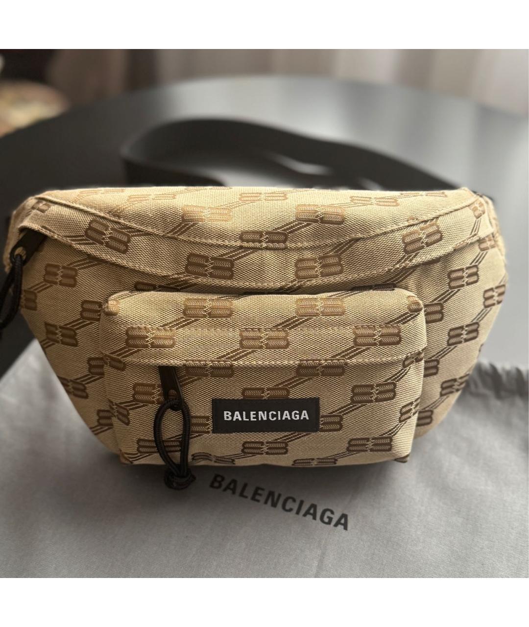 BALENCIAGA Коричневая жаккардовая поясная сумка, фото 8