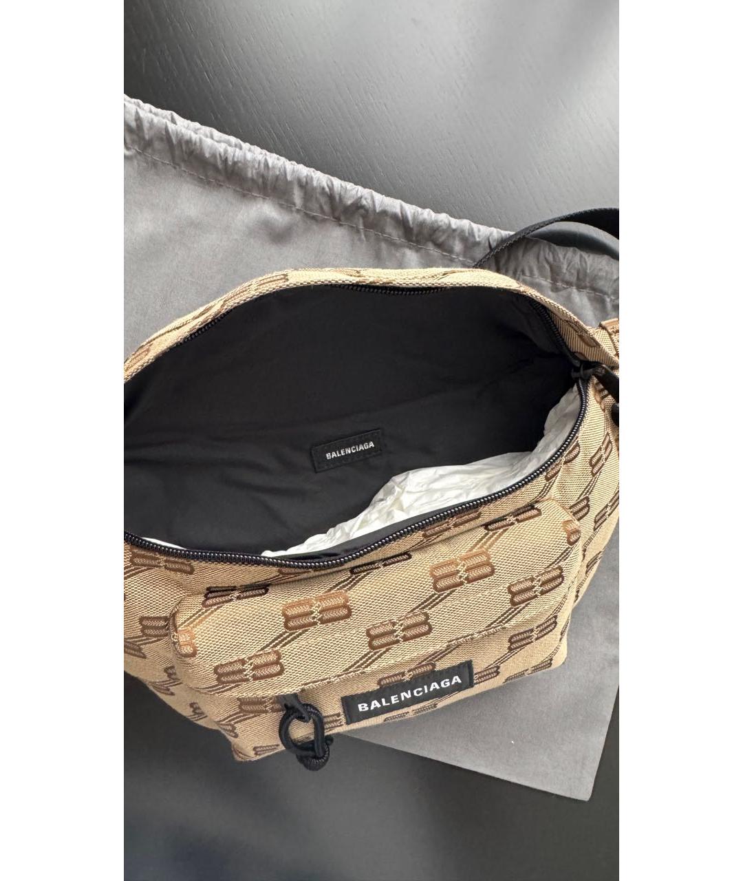BALENCIAGA Коричневая жаккардовая поясная сумка, фото 6