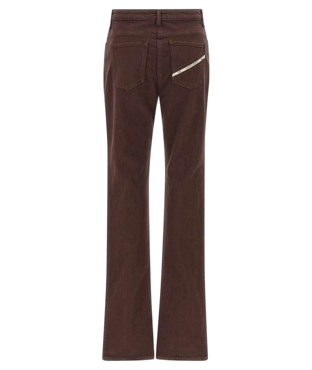 ELISABETTA FRANCHI Коричневые хлопковые прямые джинсы, фото 2