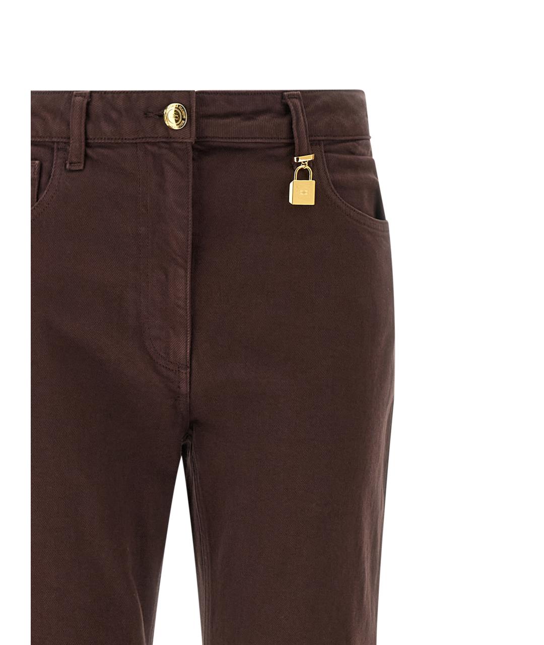 ELISABETTA FRANCHI Коричневые хлопковые прямые джинсы, фото 3