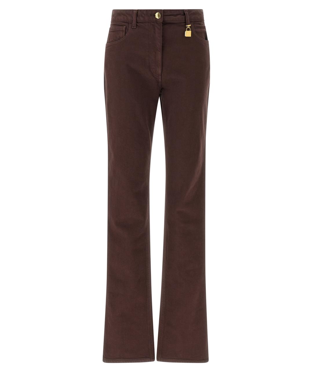 ELISABETTA FRANCHI Коричневые хлопковые прямые джинсы, фото 1