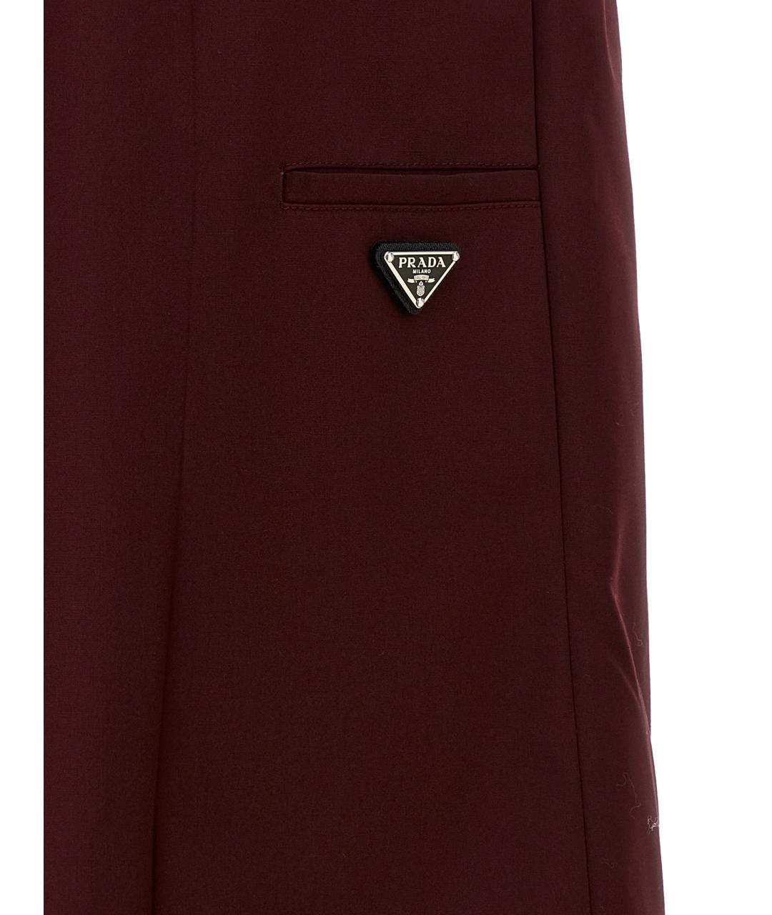 PRADA Бордовая полиэстеровая юбка миди, фото 5