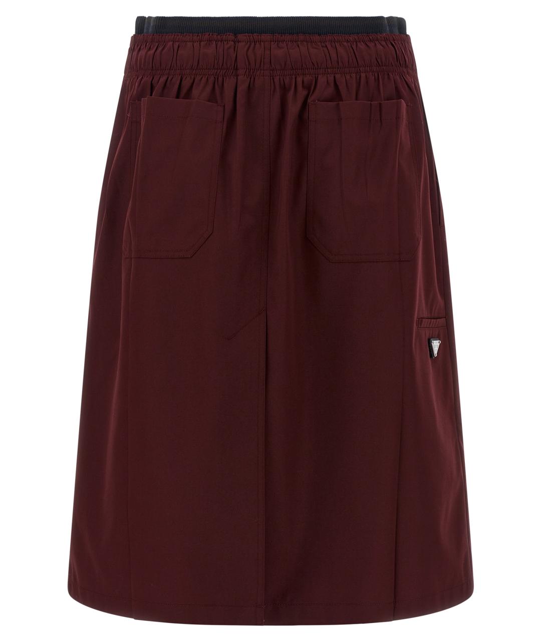 PRADA Бордовая полиэстеровая юбка миди, фото 2