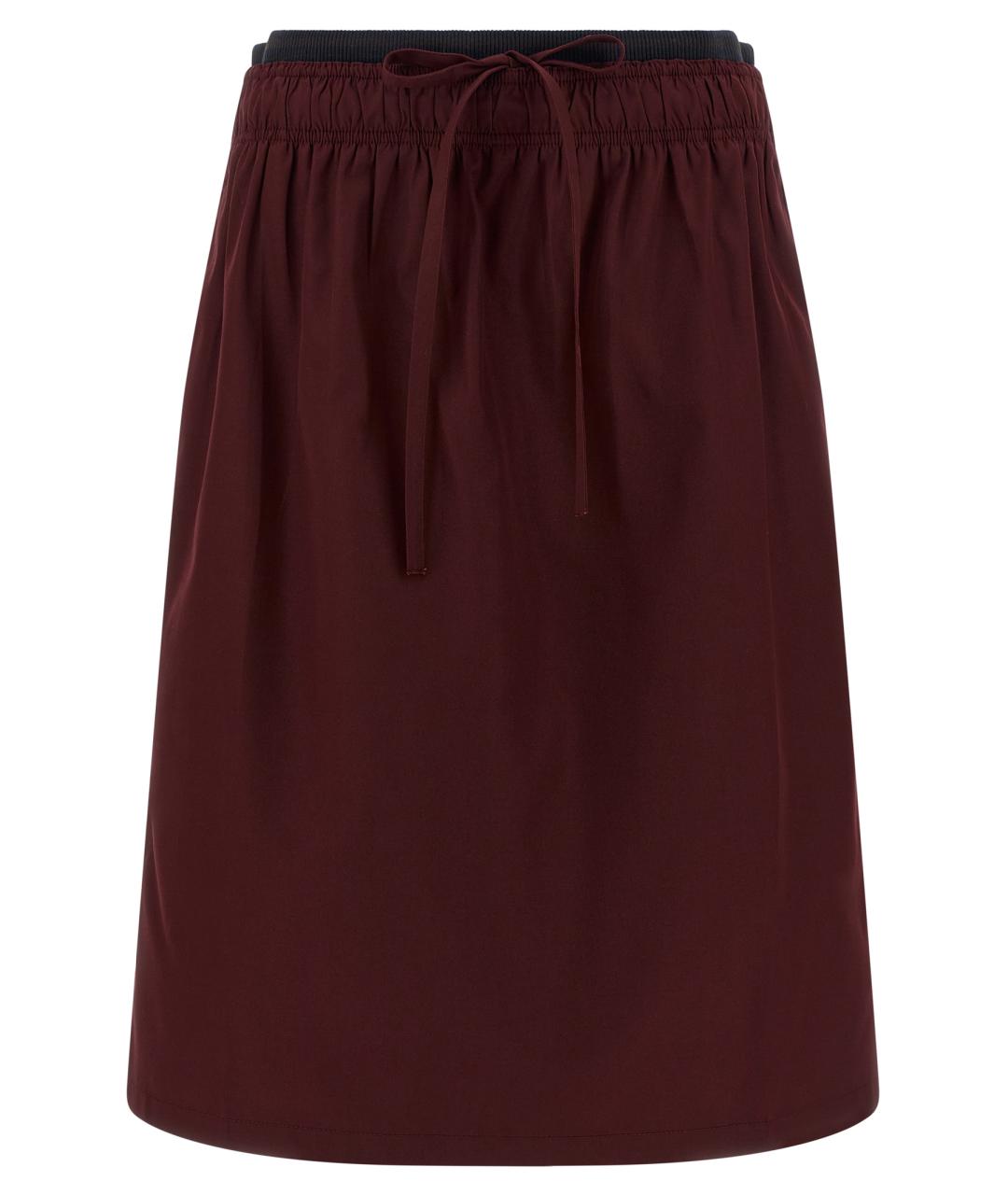 PRADA Бордовая полиэстеровая юбка миди, фото 1