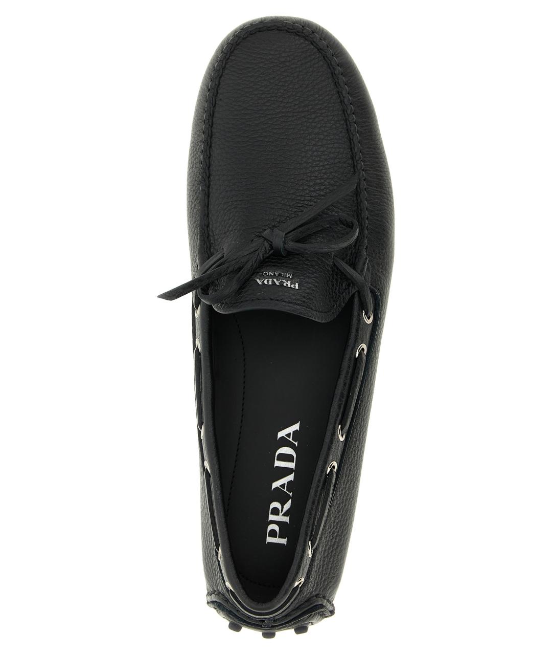 PRADA Черные кожаные мокасины, фото 4