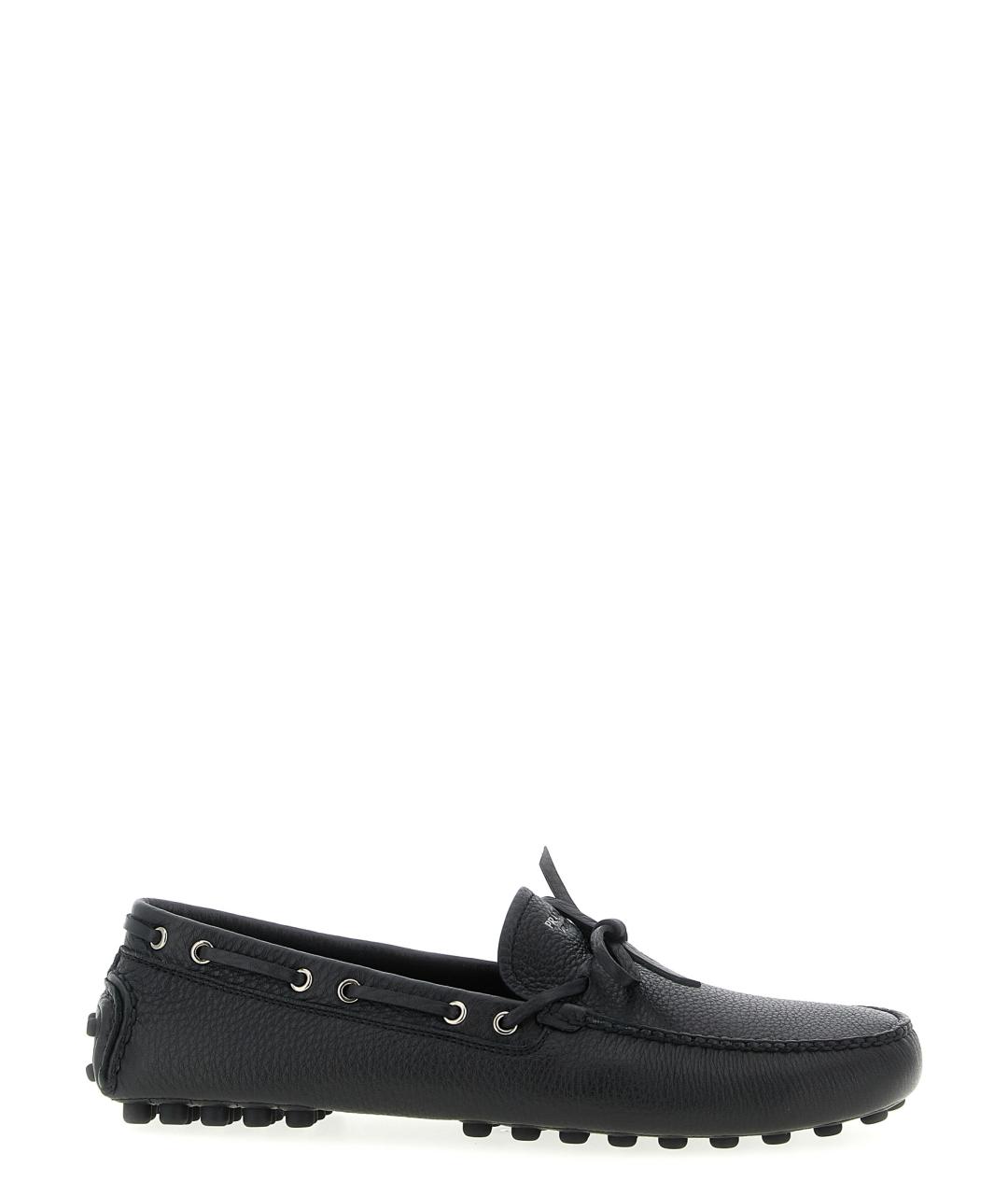 PRADA Черные кожаные мокасины, фото 1