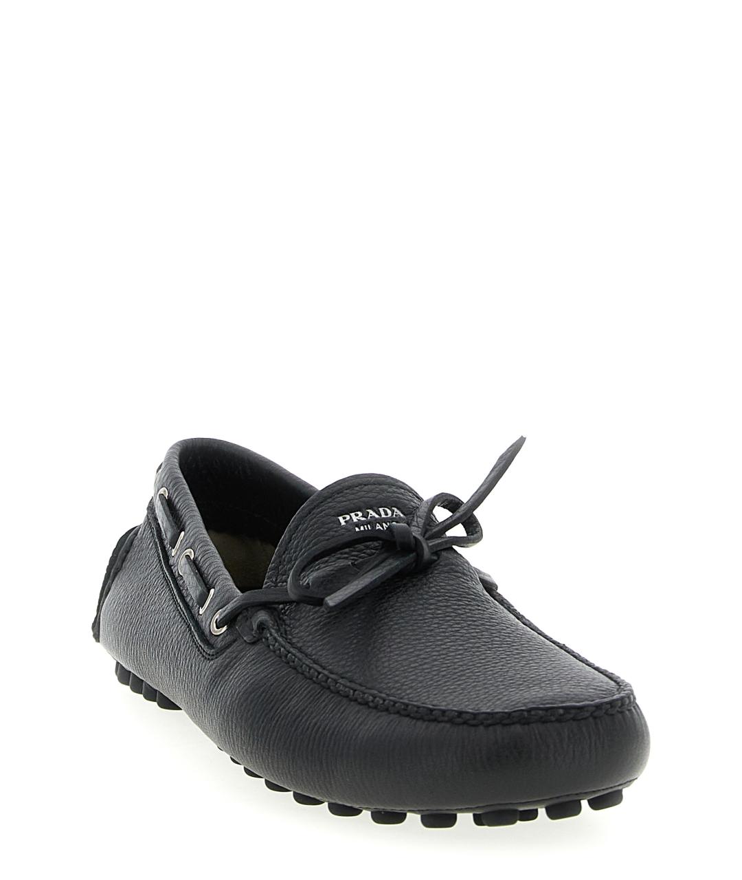 PRADA Черные кожаные мокасины, фото 2