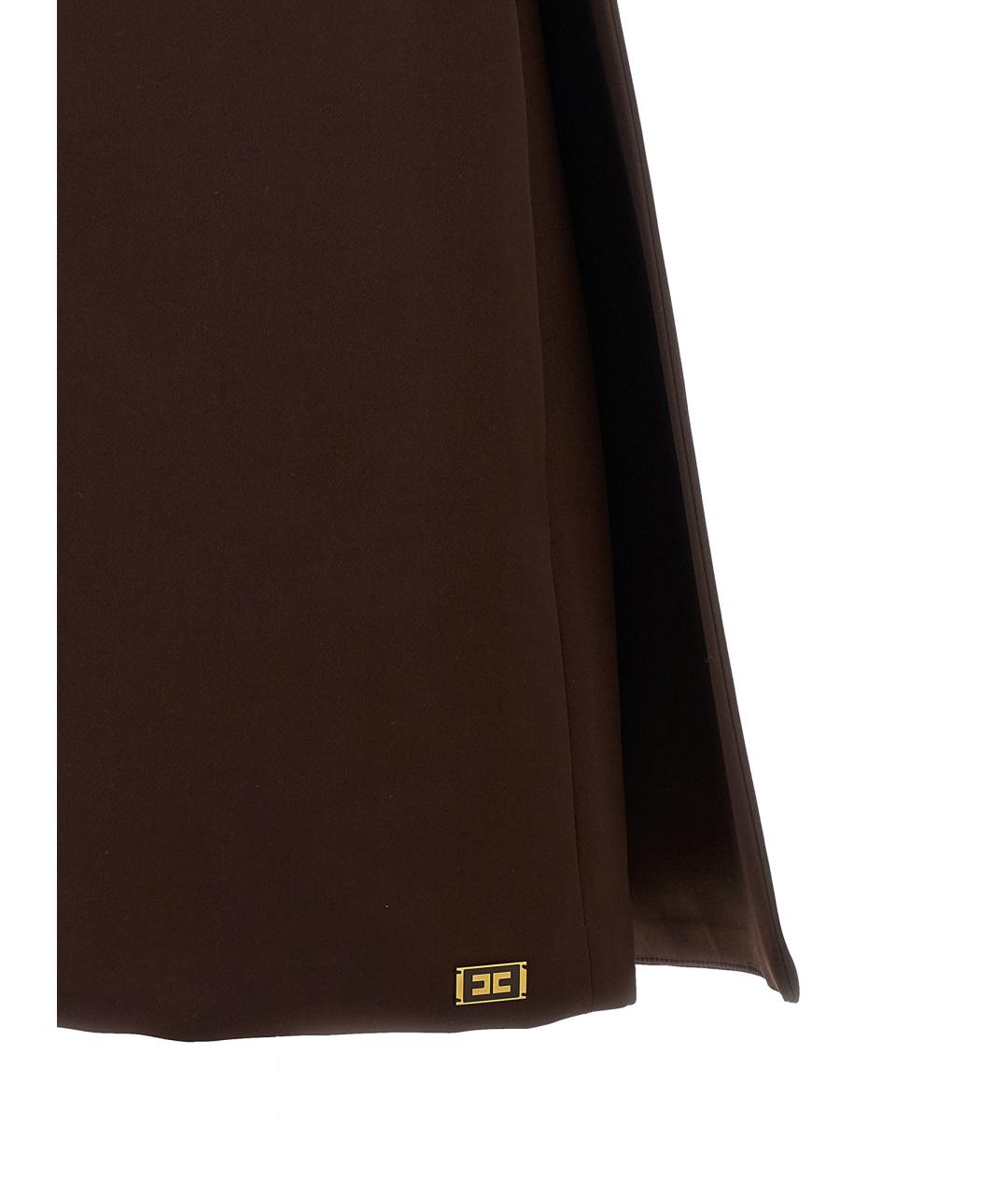 ELISABETTA FRANCHI Коричневое полиэстеровое повседневное платье, фото 4