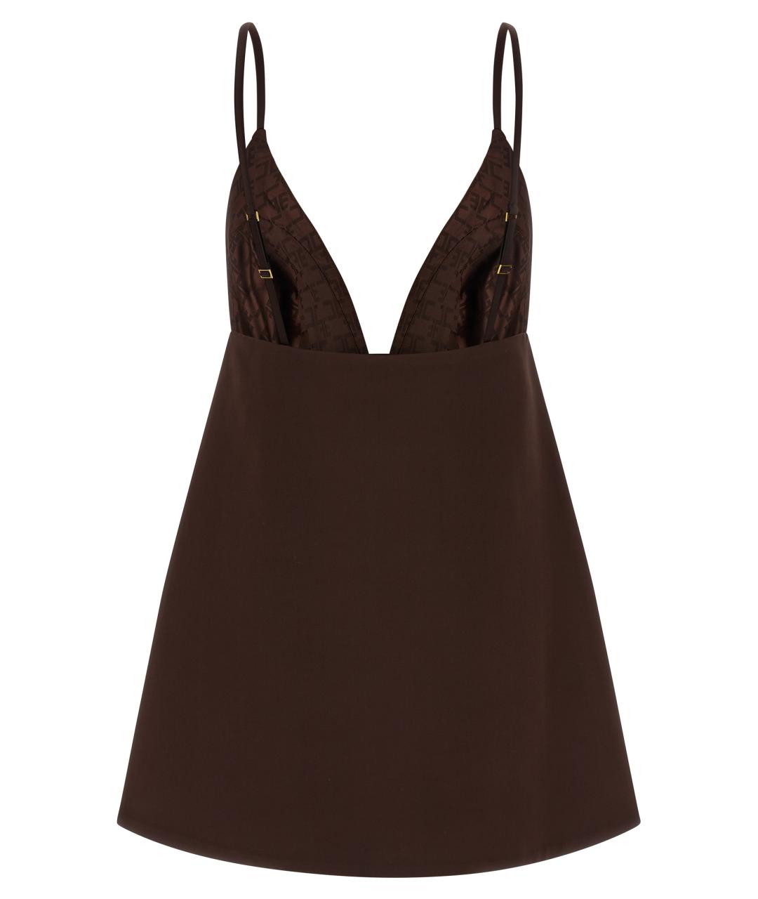 ELISABETTA FRANCHI Коричневое полиэстеровое повседневное платье, фото 2