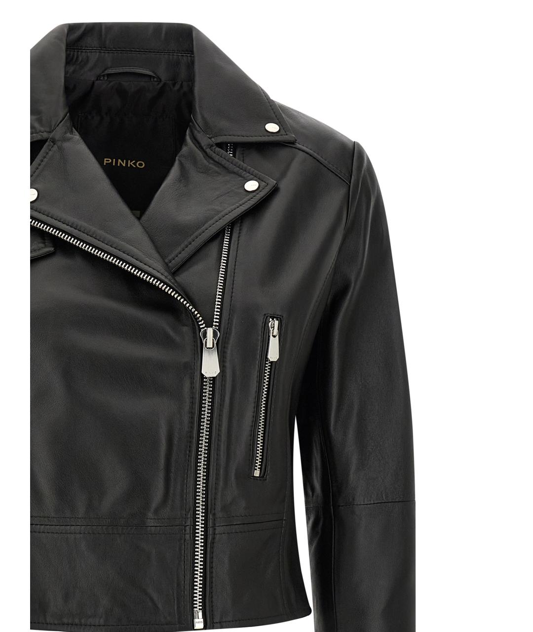 PINKO Черная кожаная куртка, фото 3
