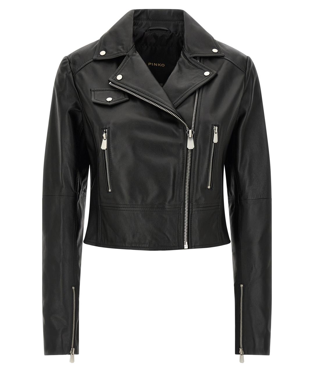 PINKO Черная кожаная куртка, фото 1