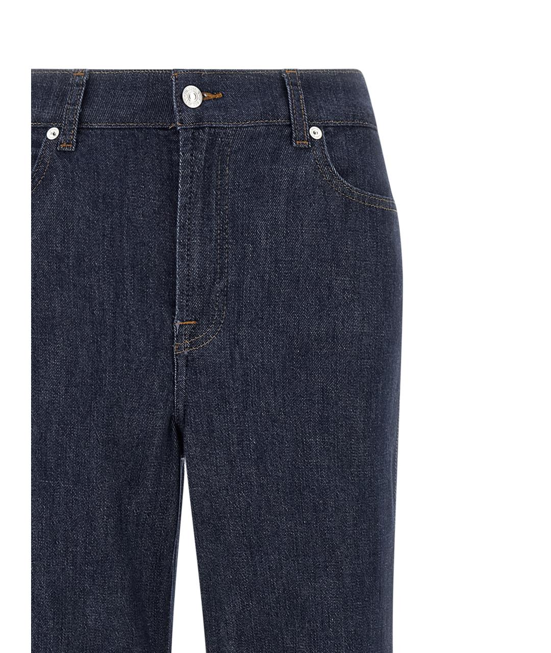 7 FOR ALL MANKIND Синие хлопковые прямые джинсы, фото 3