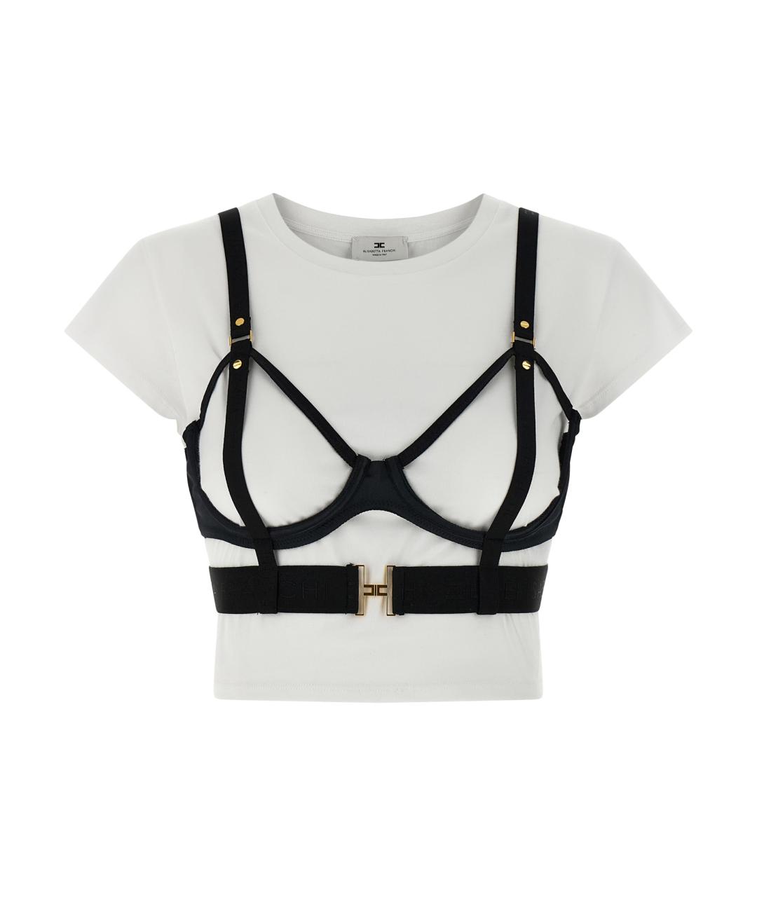 ELISABETTA FRANCHI Белая хлопковая футболка, фото 1