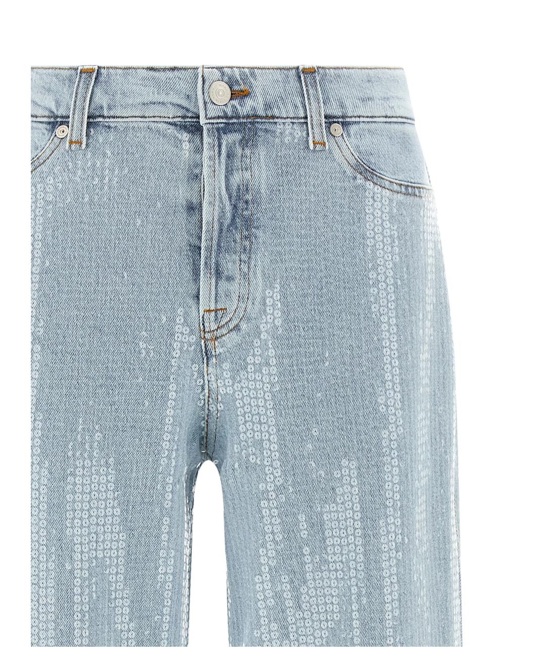 7 FOR ALL MANKIND Голубые хлопковые прямые джинсы, фото 3