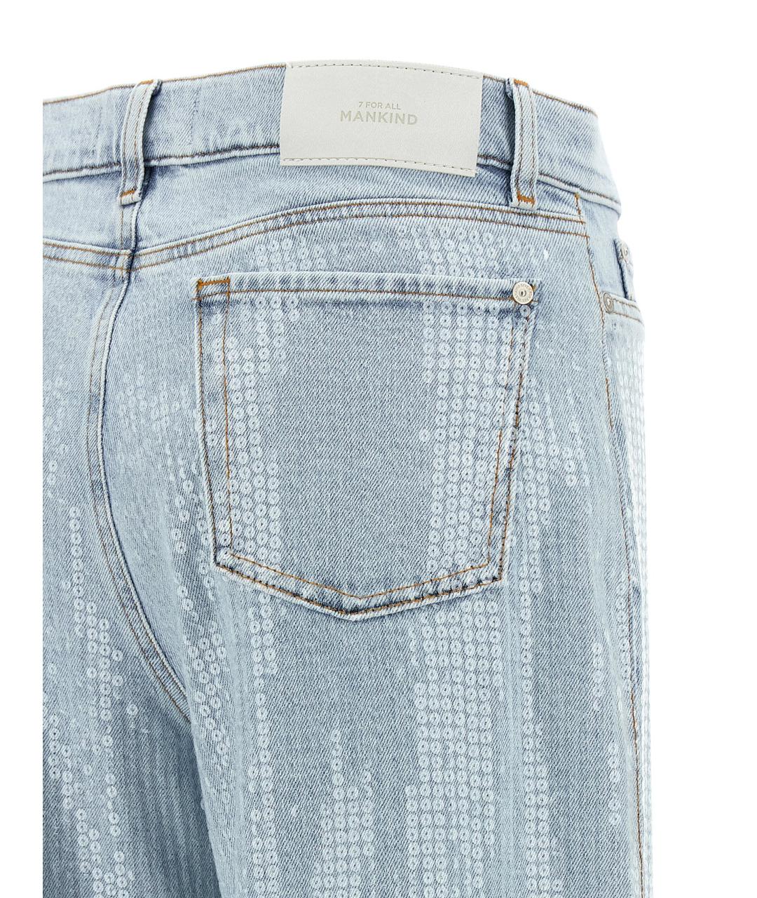 7 FOR ALL MANKIND Голубые хлопковые прямые джинсы, фото 4