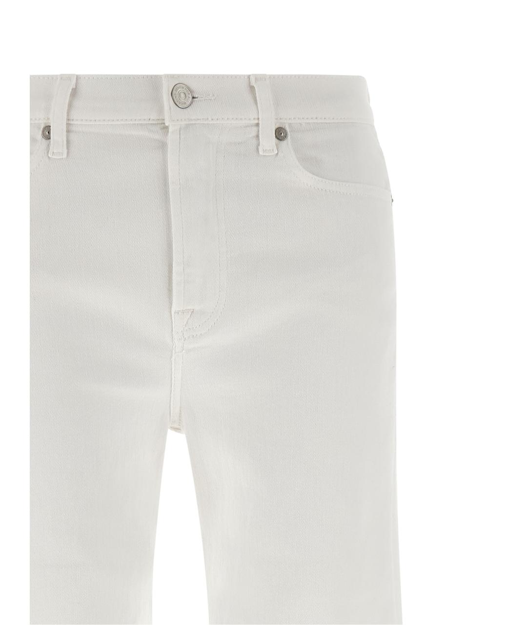 7 FOR ALL MANKIND Белые хлопковые прямые джинсы, фото 3