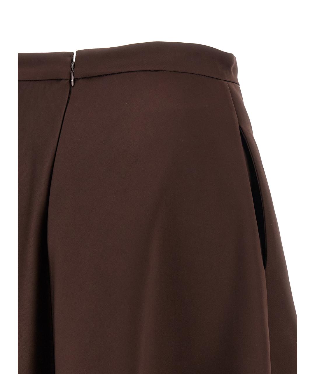 ELISABETTA FRANCHI Коричневая полиэстеровая юбка миди, фото 4