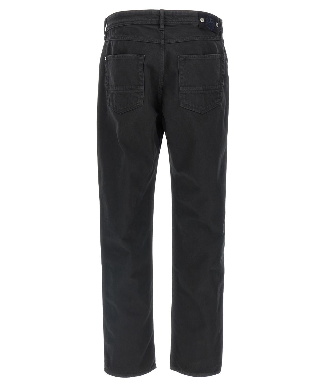 STONE ISLAND Черные хлопковые прямые джинсы, фото 2