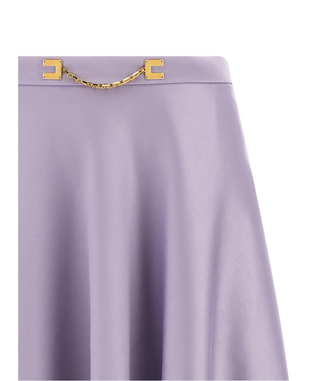 ELISABETTA FRANCHI Фиолетовая полиэстеровая юбка миди, фото 3