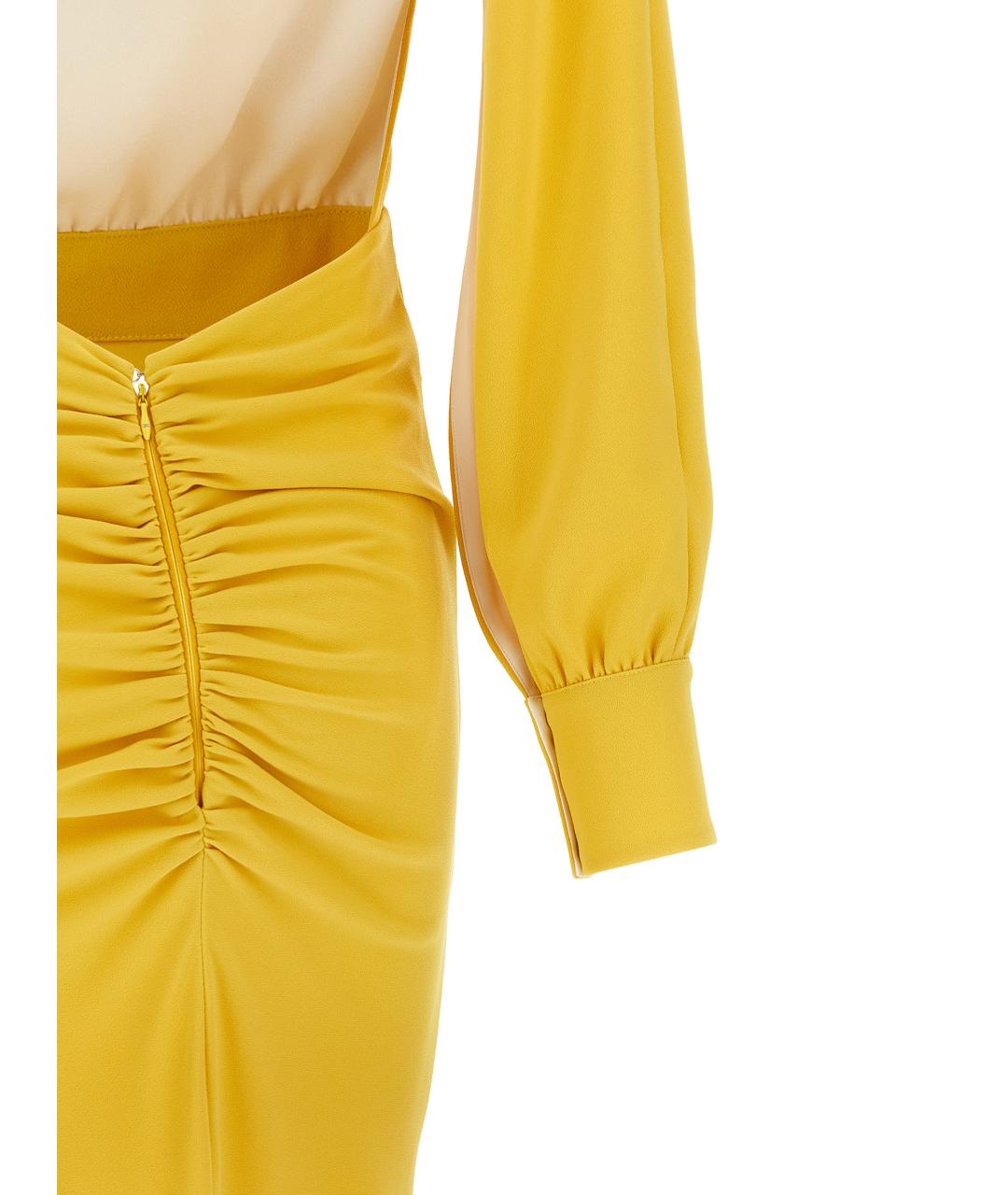ELISABETTA FRANCHI Желтое полиэстеровое вечернее платье, фото 4