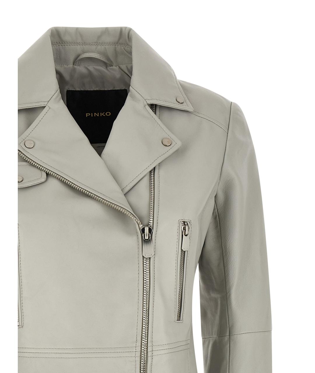 PINKO Серая кожаная куртка, фото 3