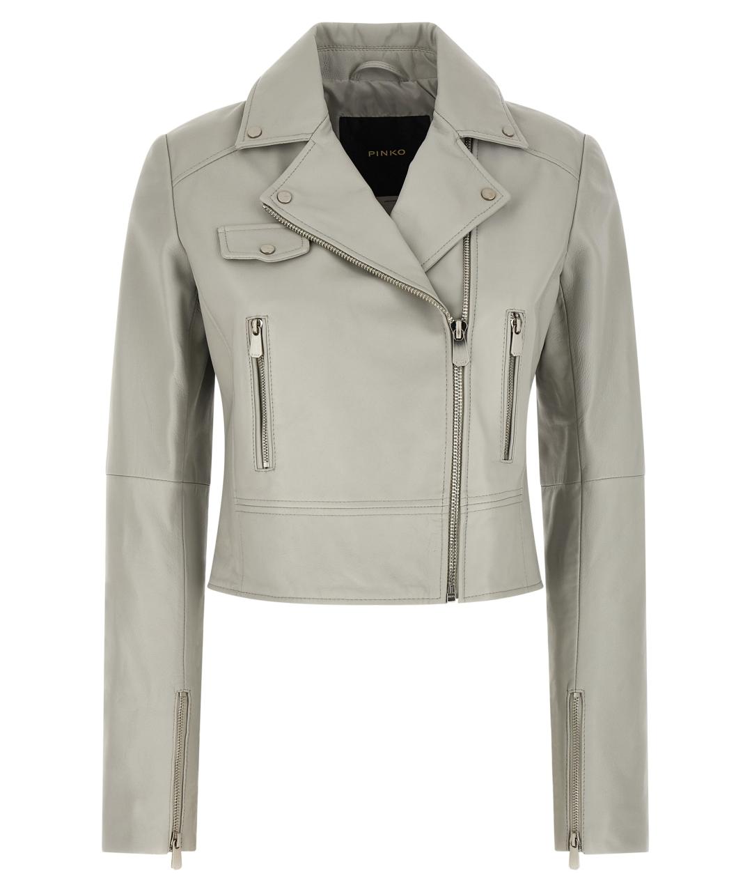 PINKO Серая кожаная куртка, фото 1