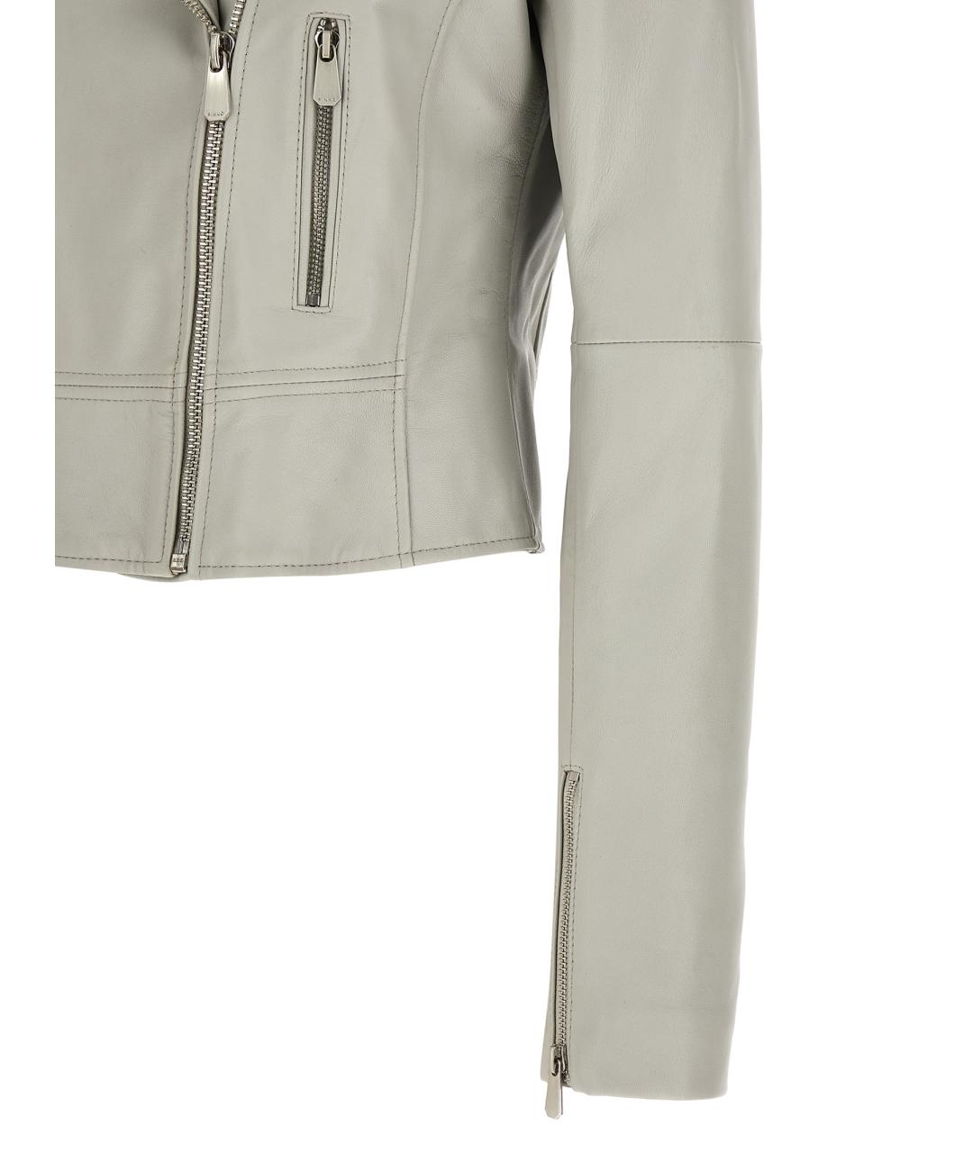 PINKO Серая кожаная куртка, фото 4