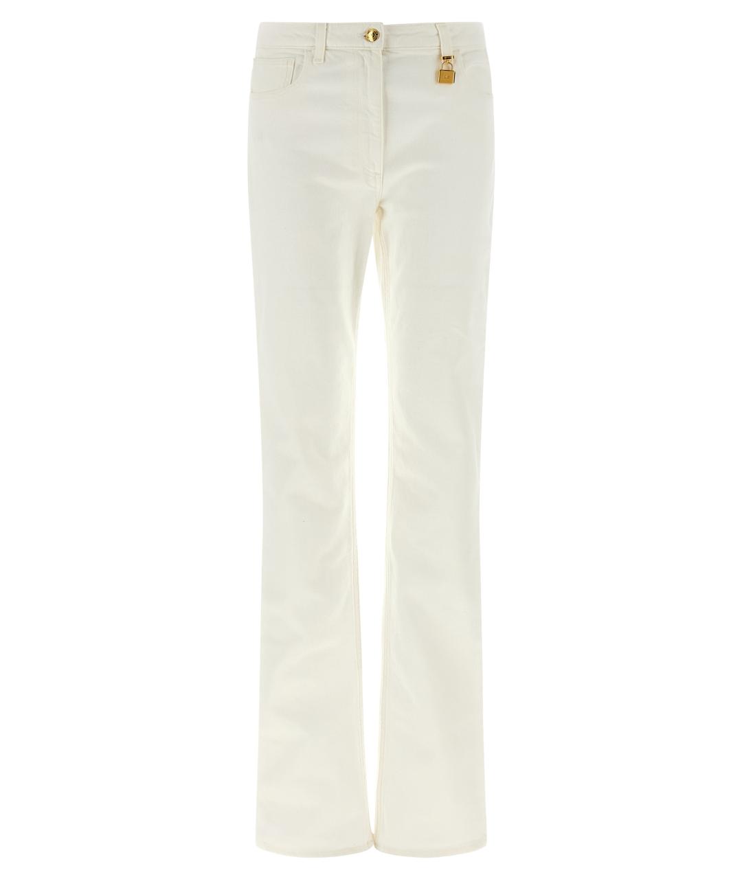 ELISABETTA FRANCHI Белые хлопковые прямые джинсы, фото 1
