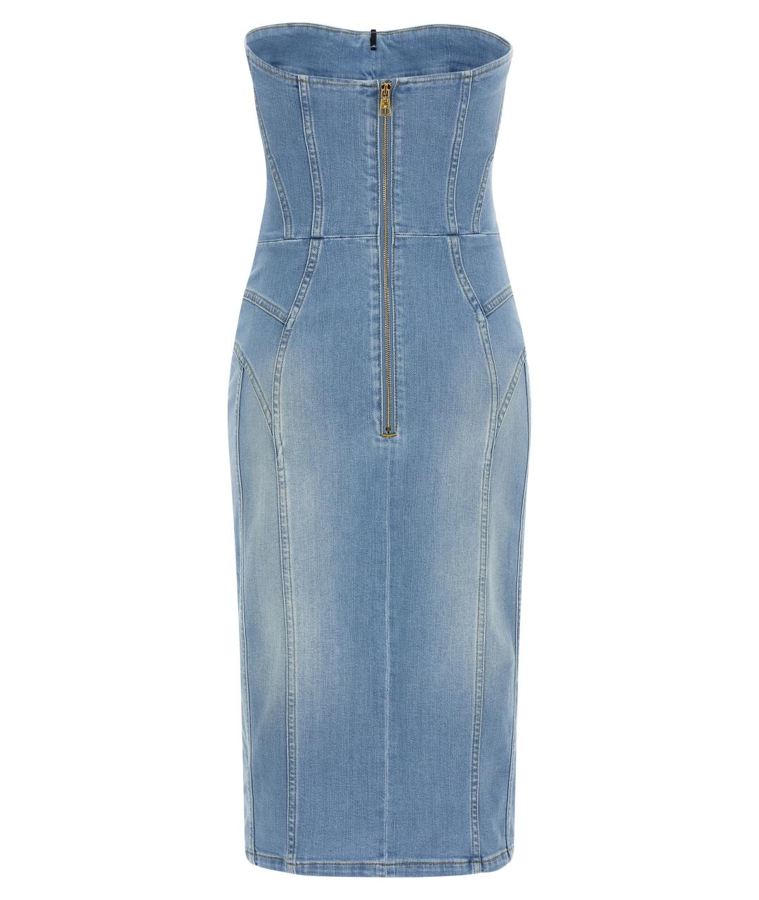 ELISABETTA FRANCHI Голубое хлопковое платье, фото 2