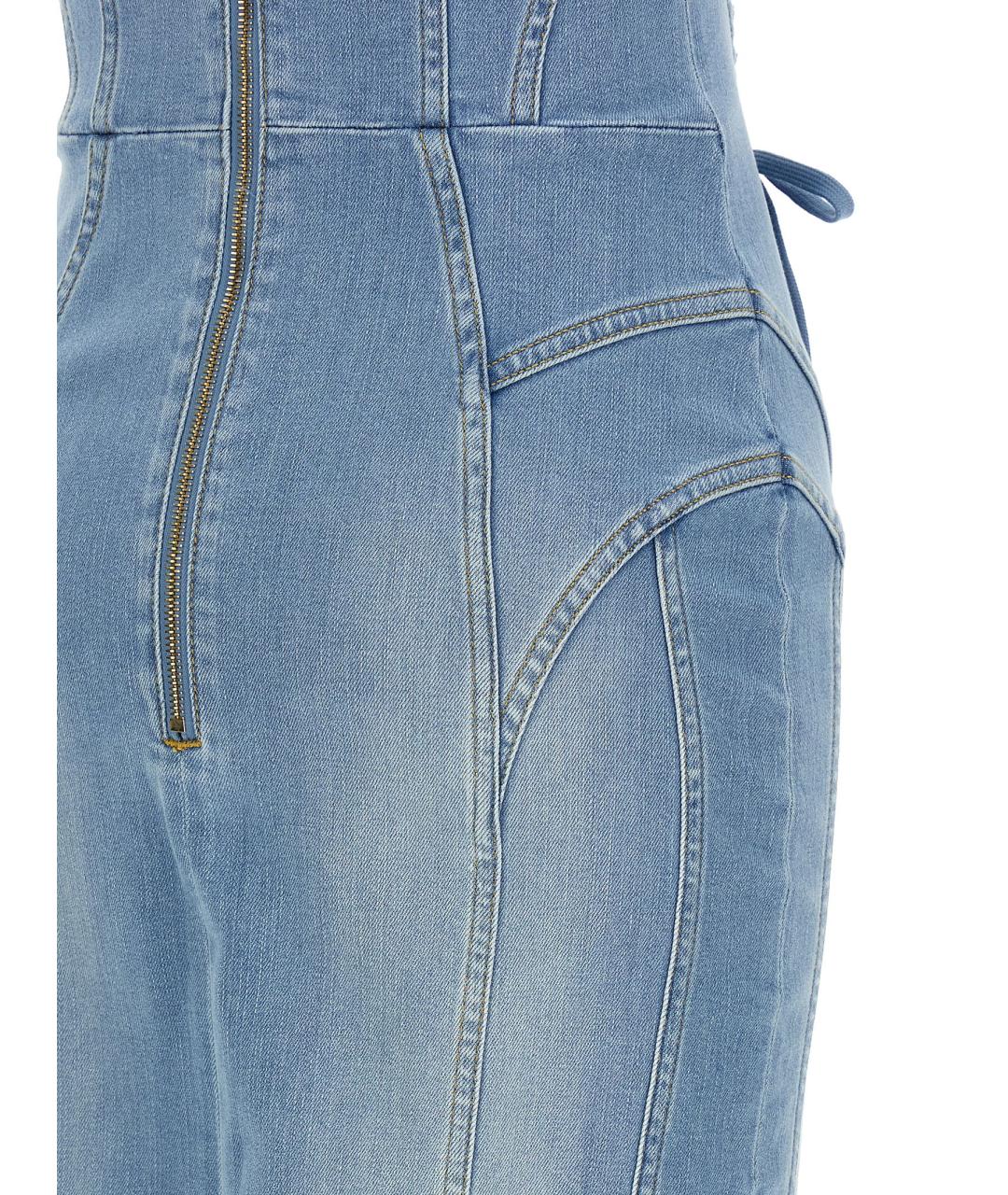 ELISABETTA FRANCHI Голубое хлопковое платье, фото 4