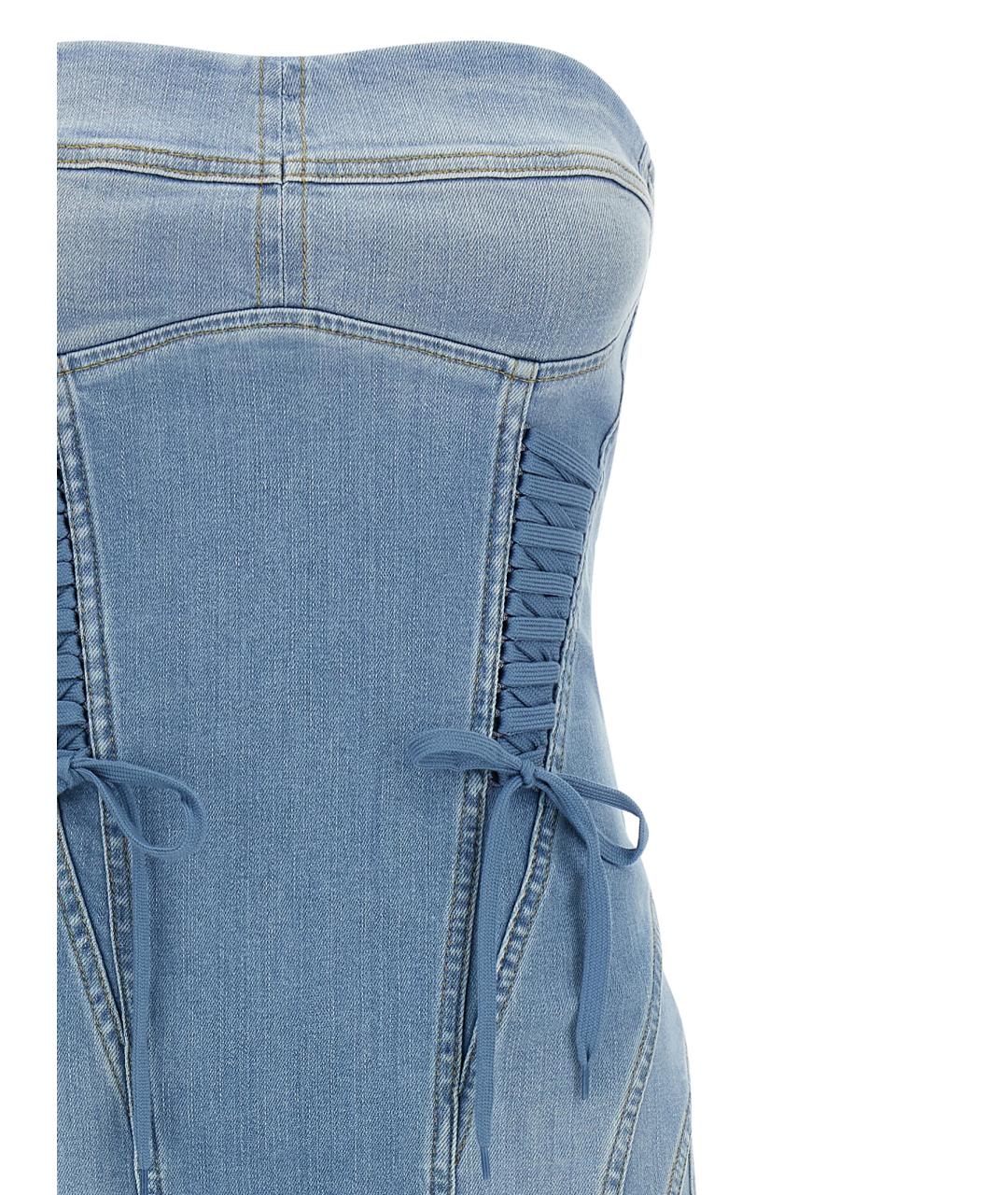 ELISABETTA FRANCHI Голубое хлопковое платье, фото 3