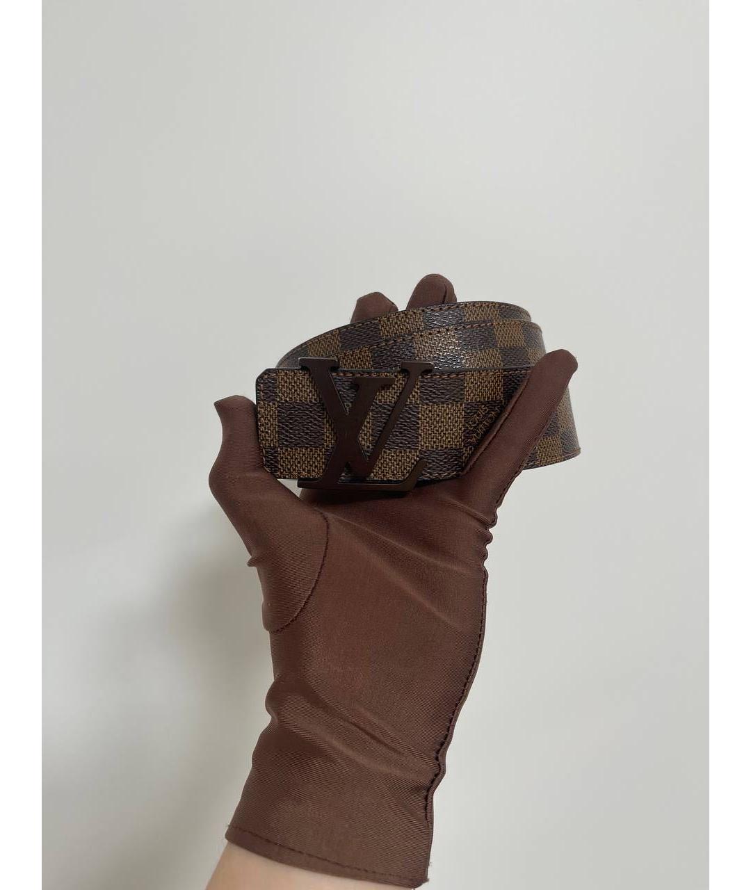 LOUIS VUITTON Коричневый кожаный ремень, фото 5