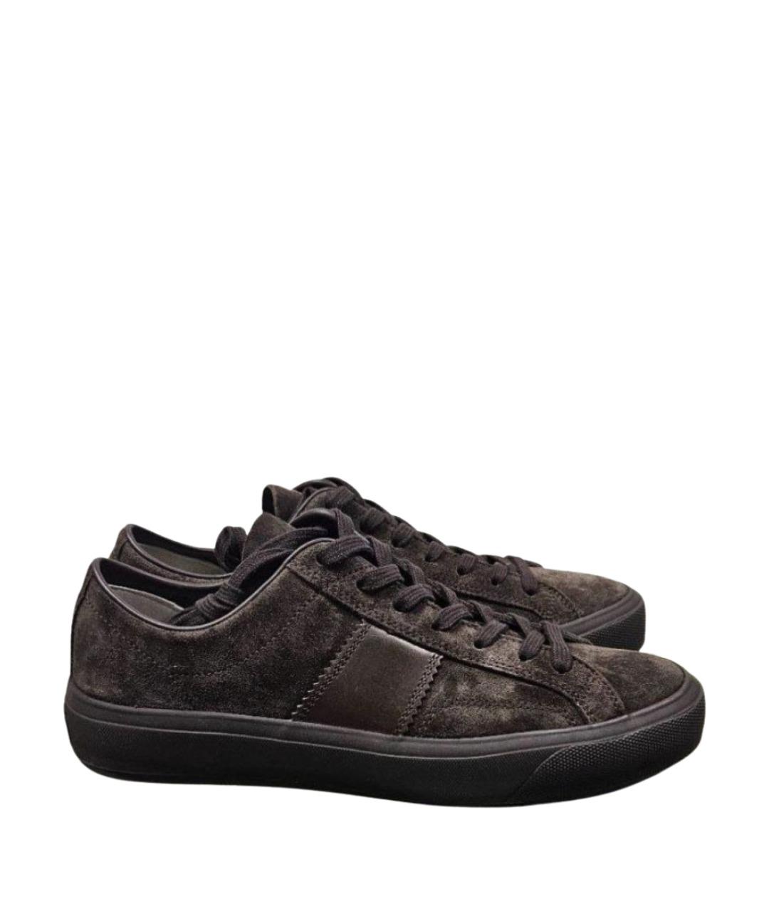 TOM FORD Коричневые замшевые низкие кроссовки / кеды, фото 1