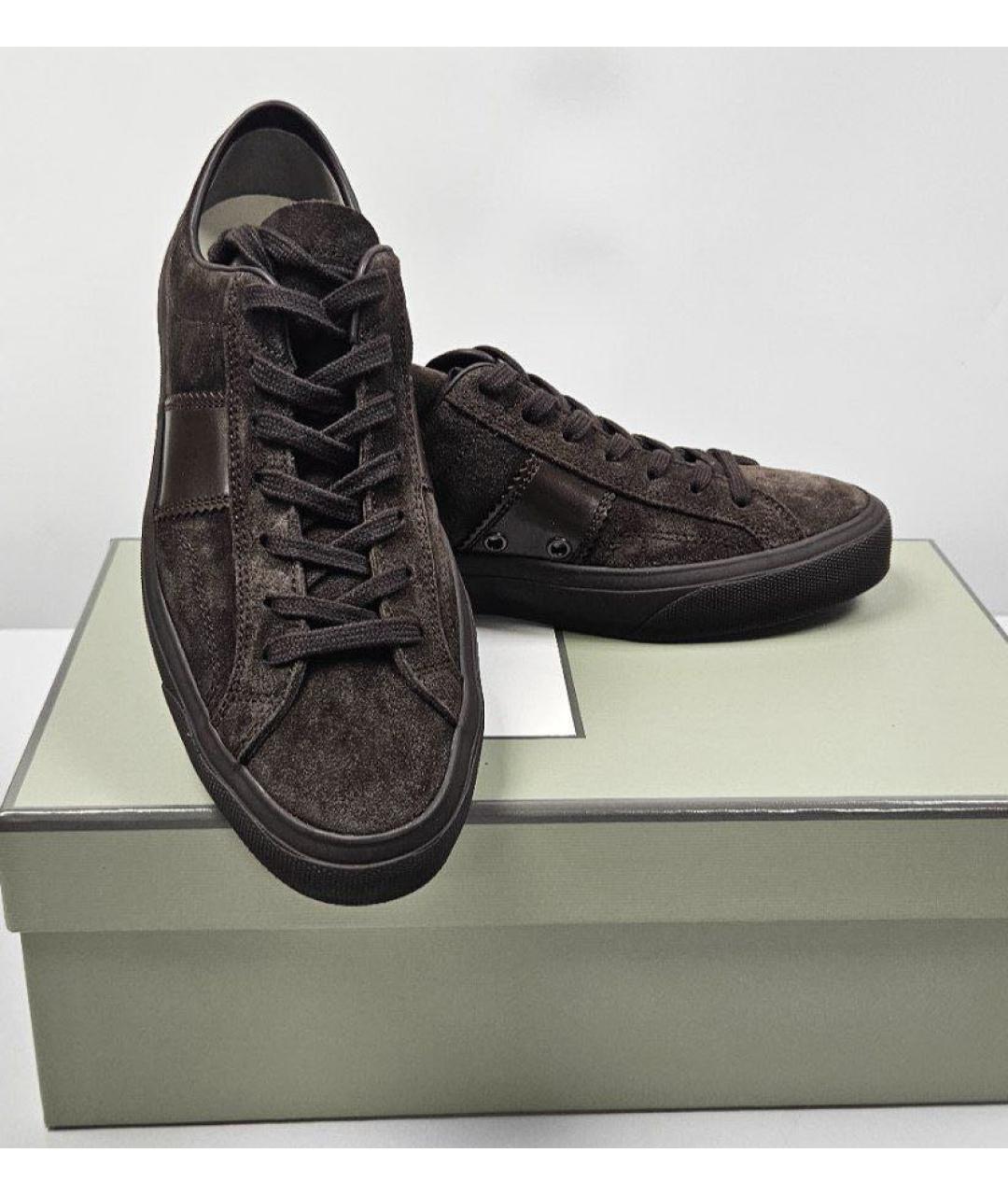 TOM FORD Коричневые замшевые низкие кроссовки / кеды, фото 2