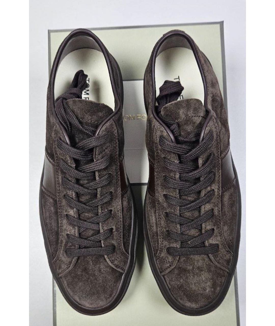 TOM FORD Коричневые замшевые низкие кроссовки / кеды, фото 3