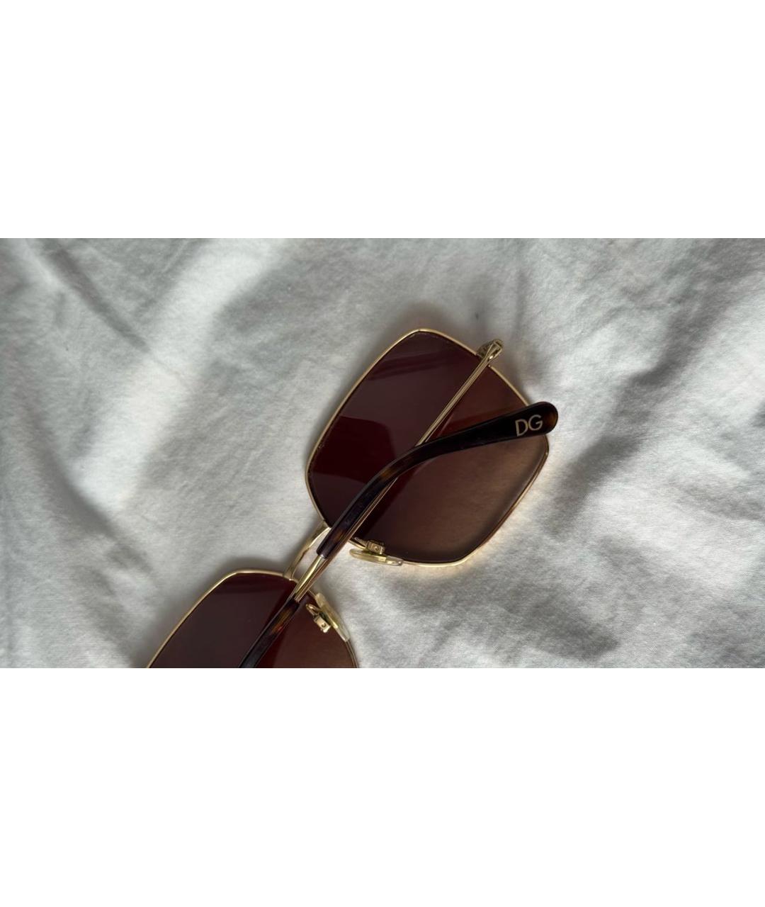 DOLCE&GABBANA Коричневые металлические солнцезащитные очки, фото 3