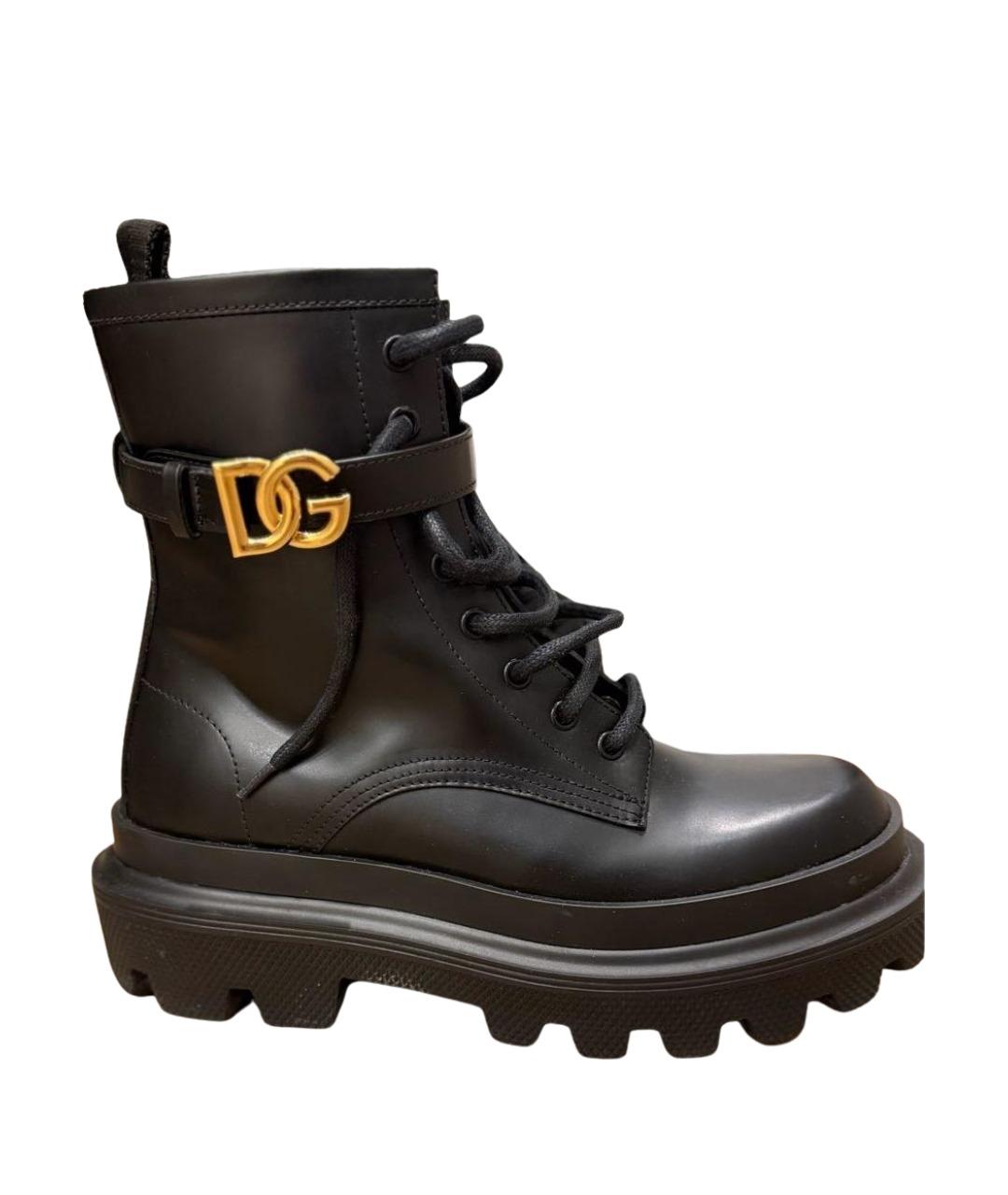 DOLCE&GABBANA Черные кожаные ботинки, фото 1