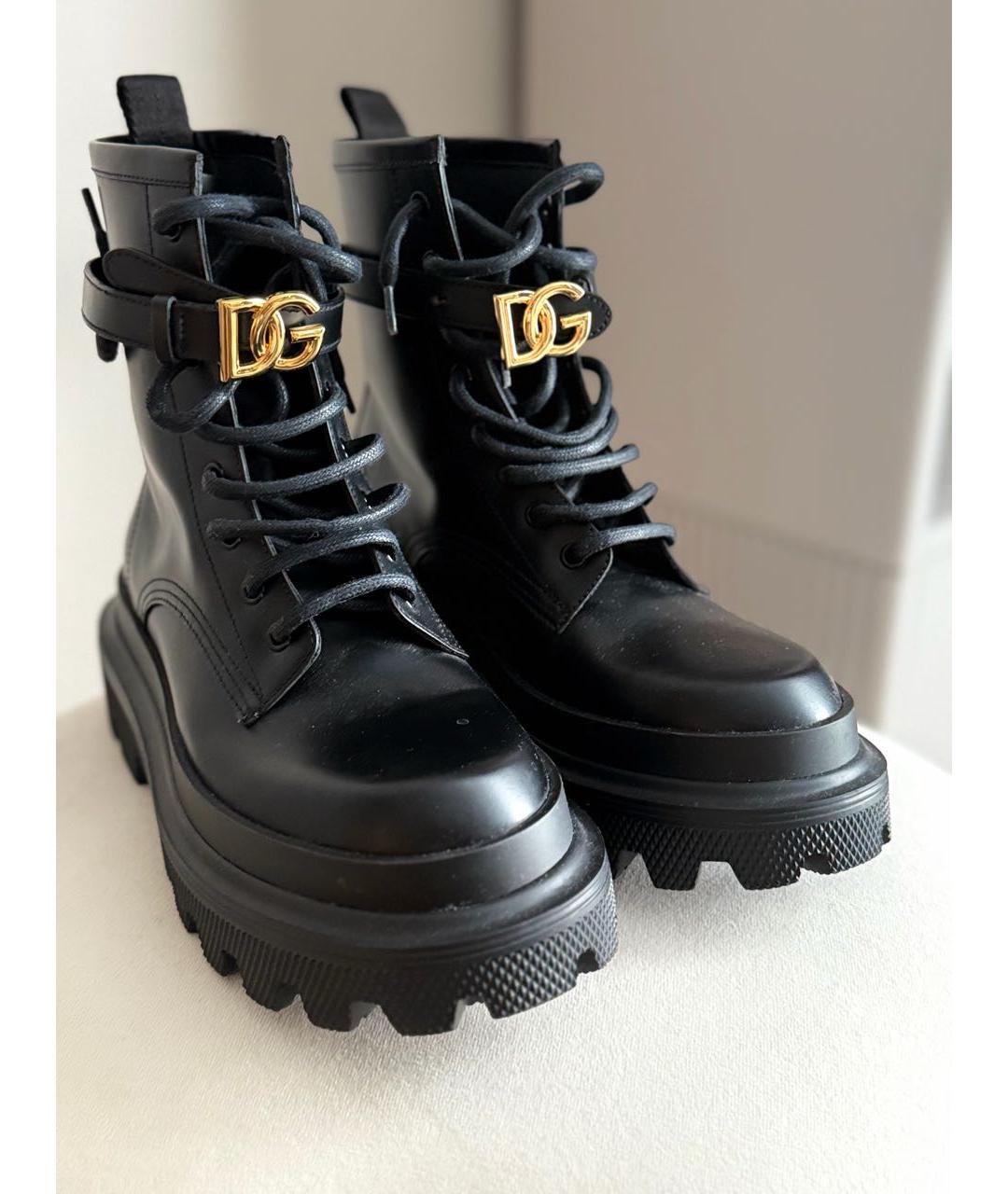 DOLCE&GABBANA Черные кожаные ботинки, фото 2